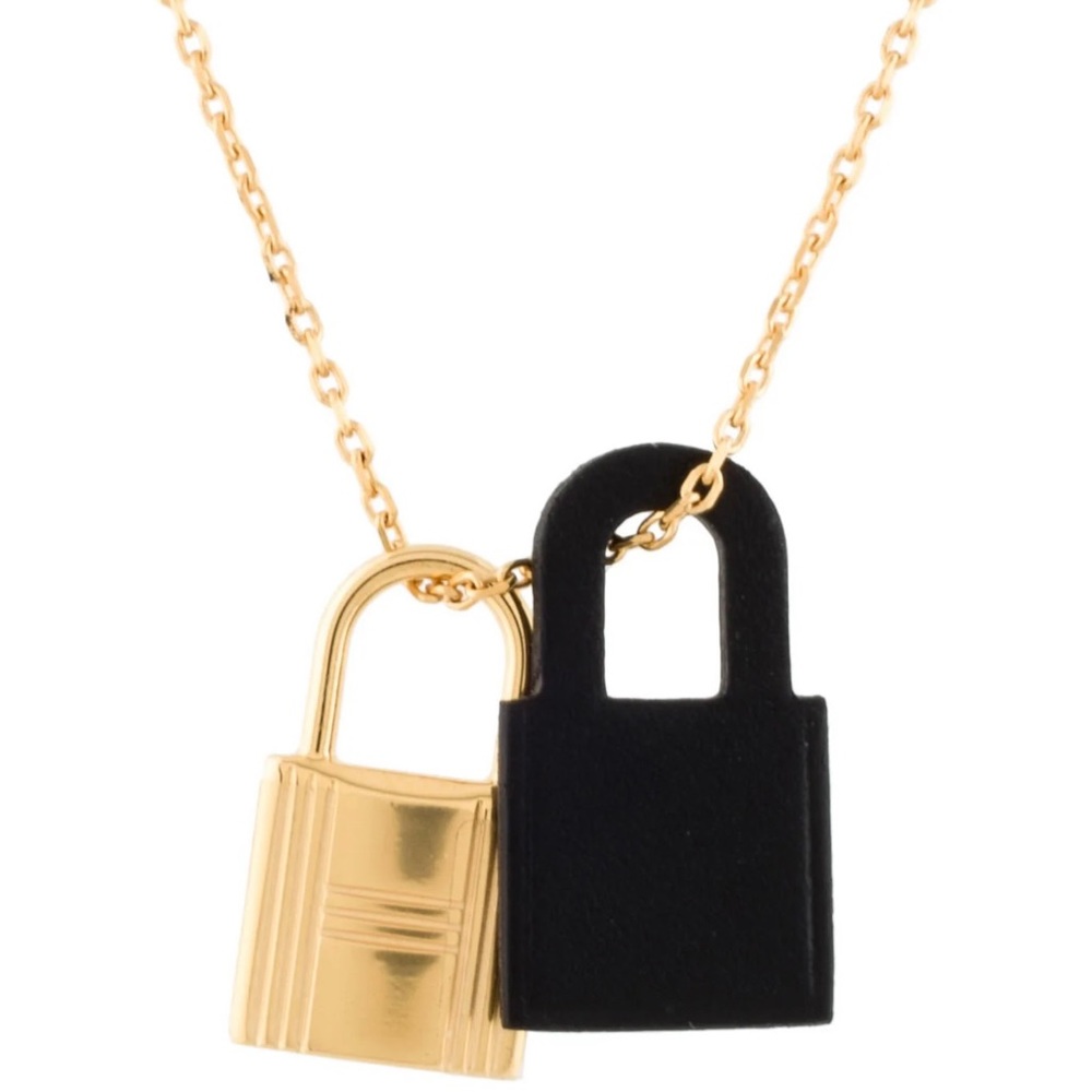 HERMÈS RETIRED PIECE Authentic O'Kelly pendant, small model black gold - Picture 5 of 9